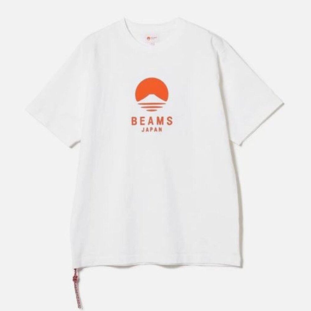 BEAMS JAPAN Logo Print T-Shirt Crew Neck Air-Spun Cotton Size M